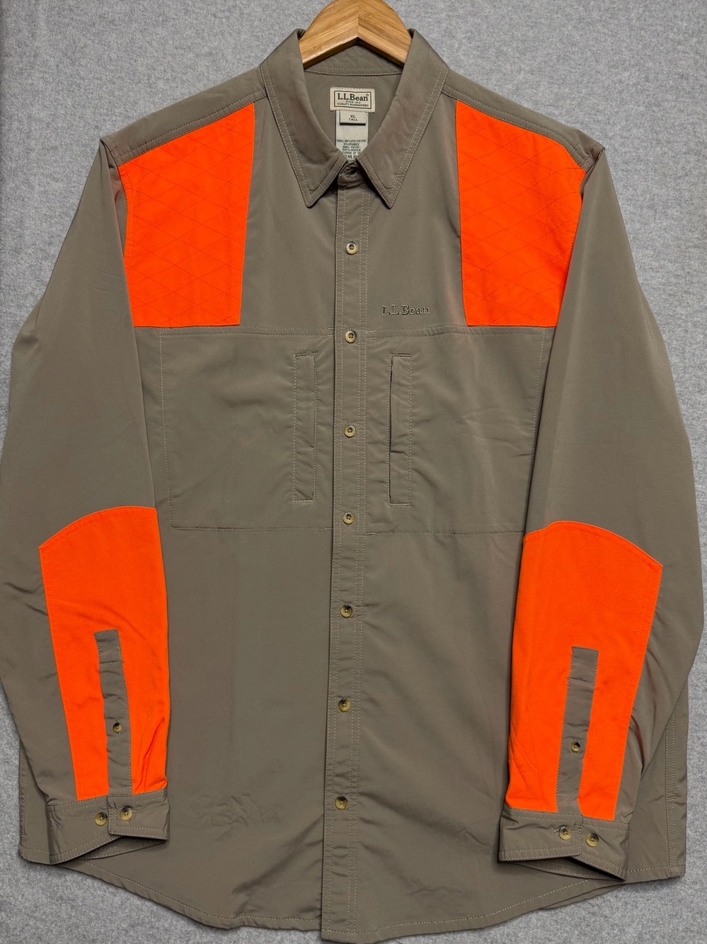 L.L.Bean Men’s XL Tall Upland Hunting Shirt Blaze Orange Shooting Performance